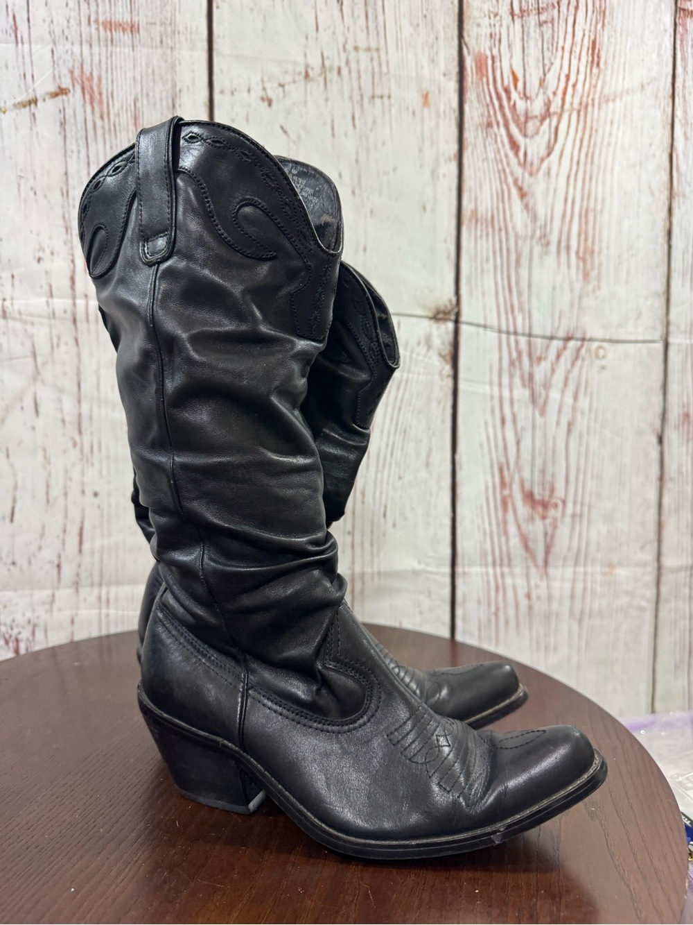 KAYA Classic Black Leather Western below the Knee High Boots women’s size 6